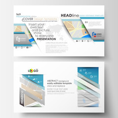 Business templates in HD format for presentation slides. Easy editable layouts. City map with streets. Flat design template, tourism businesses, abstract vector illustration.