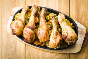 chicken drumsticks with vegetables