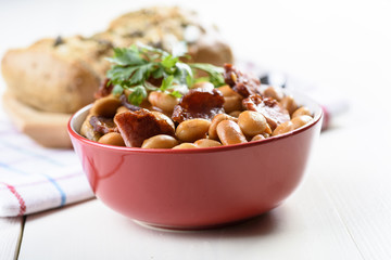 baked beans with chorizo sausage