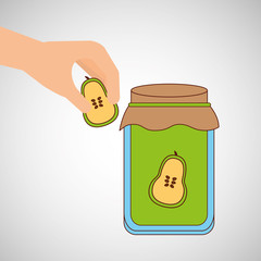 hand puts p jar jam vector illustration eps 10
