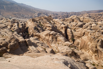 Fototapeta na wymiar The rounded hills in the Petra Mountains, Jordan