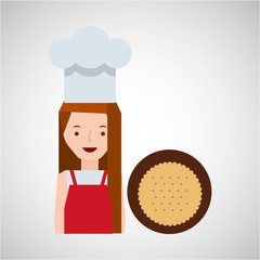 cooker girl delicious cookie vector illustration eps 10