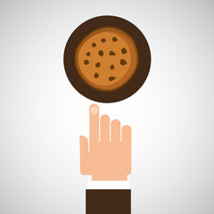 hand with tasty cookie chocolate vector illustration eps 10