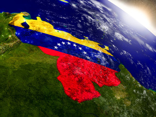 Venezuela with flag in rising sun