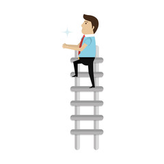 businessman character avatar with stair icon vector illustration design