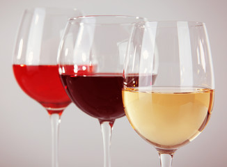 Wine glasses on white background