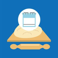 kitchen bakery concept rolling dough vector illustration eps 10
