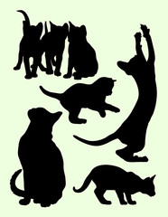 Cute cats and kittens gesture animal silhouette. Good use for symbol, logo, mascot, web icon, sign, or any design you want.
