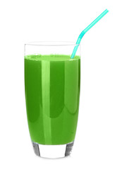 Fresh vegetable cocktail on white background