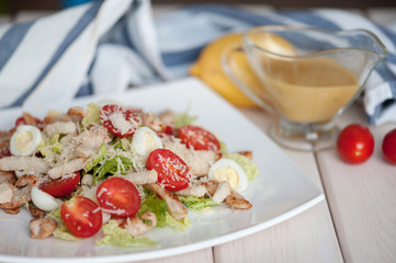 Fresh healthy Classic Caesar salad on plate