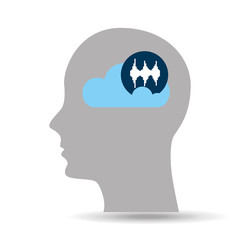 head silhouette cloud waves music vector illustration eps 10