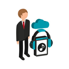 businessman music streaming design vector illustration eps 10