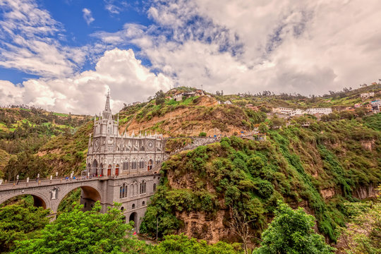 Aerial View Of Las Lajas Cathedral In Ipiales, Colombia