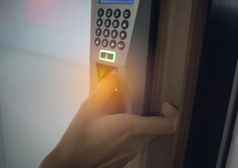 Finger print scan for enter security system
