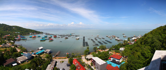 Naklejka premium A fisherman village near the fresh water lake
