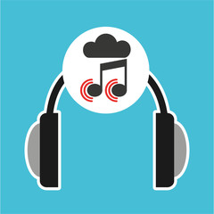 music online cloud headphone note sound vector illustration eps 10