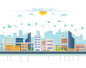 smart city with building and icon