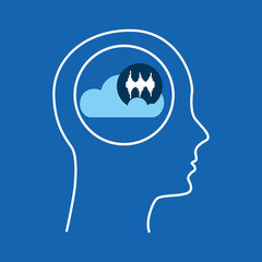 head silhouette cloud waves music vector illustration eps 10
