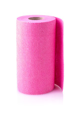 red paper towel roll carved on a white background