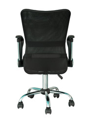 back view of black office chair isolated on white with clipping