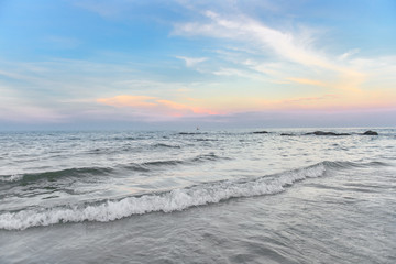 Sea wave and the blue sky at "HUA HIN" beach Thailand