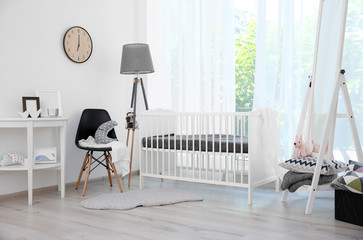 Interior of modern baby room