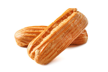Delicious eclairs isolated on white