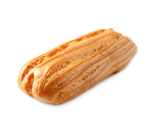 Delicious eclair isolated on white