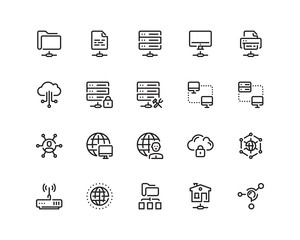 Network outline style icon set
