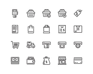 Retail outline style icon set