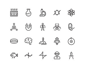 Science outline style icon set