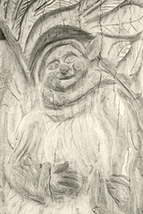 Fototapeta na wymiar Carved Tree Gnome