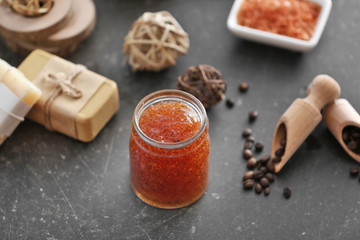 Spa treatments on grey table