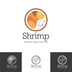 Shrimp Lobster Bubble with circle grid system logo template