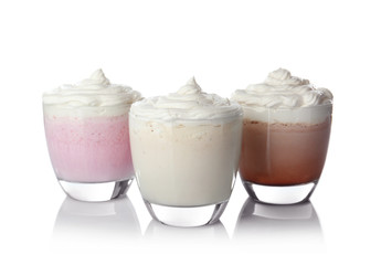 Milk shakes on white background