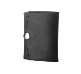 Black leather wallet isolated on white