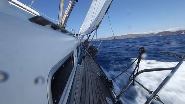 Sailing in the wind through the waves (HD) Sailing boat 
