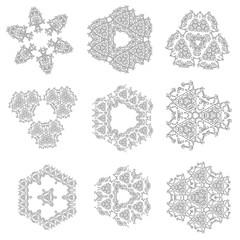 black and white pattern, vector ornament, set of ornaments