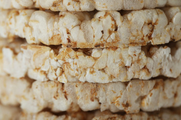 Stack of round rice crispbreads, closeup