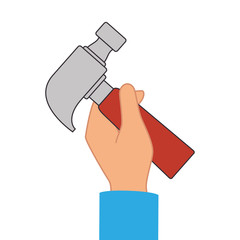 hand human with hammer icon vector illustration design