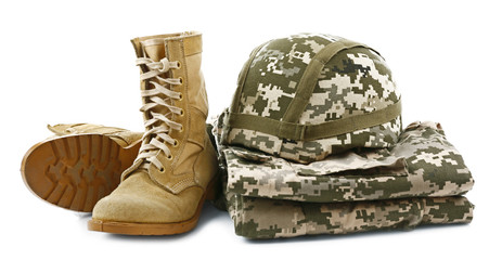 Military set on white background