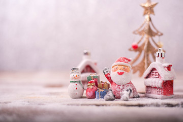 Christmas with pine branch on festive background.