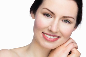 Obraz premium Smiling beautiful woman posing with natural makeup