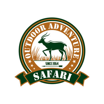 Hunting safari outdoor adventure club vector sign