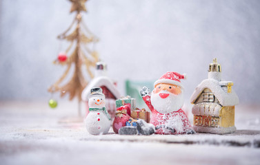Christmas with pine branch on festive background.