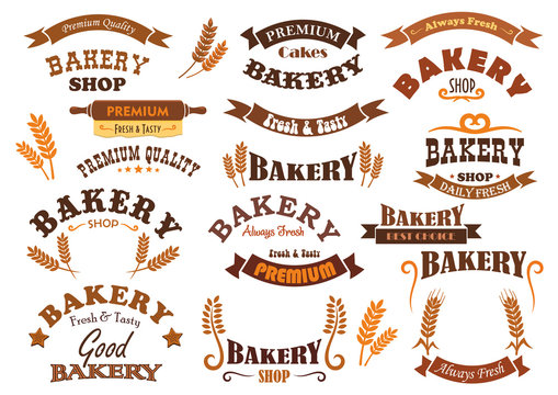 Bakery shop and pastry signs