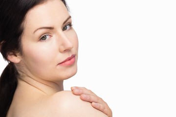 Naklejka premium Beautiful woman posing with natural makeup