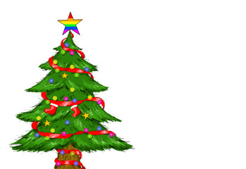 Fototapeta premium Decorated Christmas Tree Gay Pride Rainbow Star