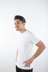 Portrait of happy young man on white background