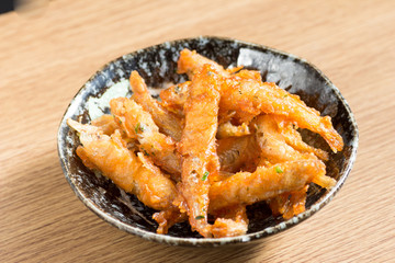 Japanese cuisine, fried small fish called wakasagi